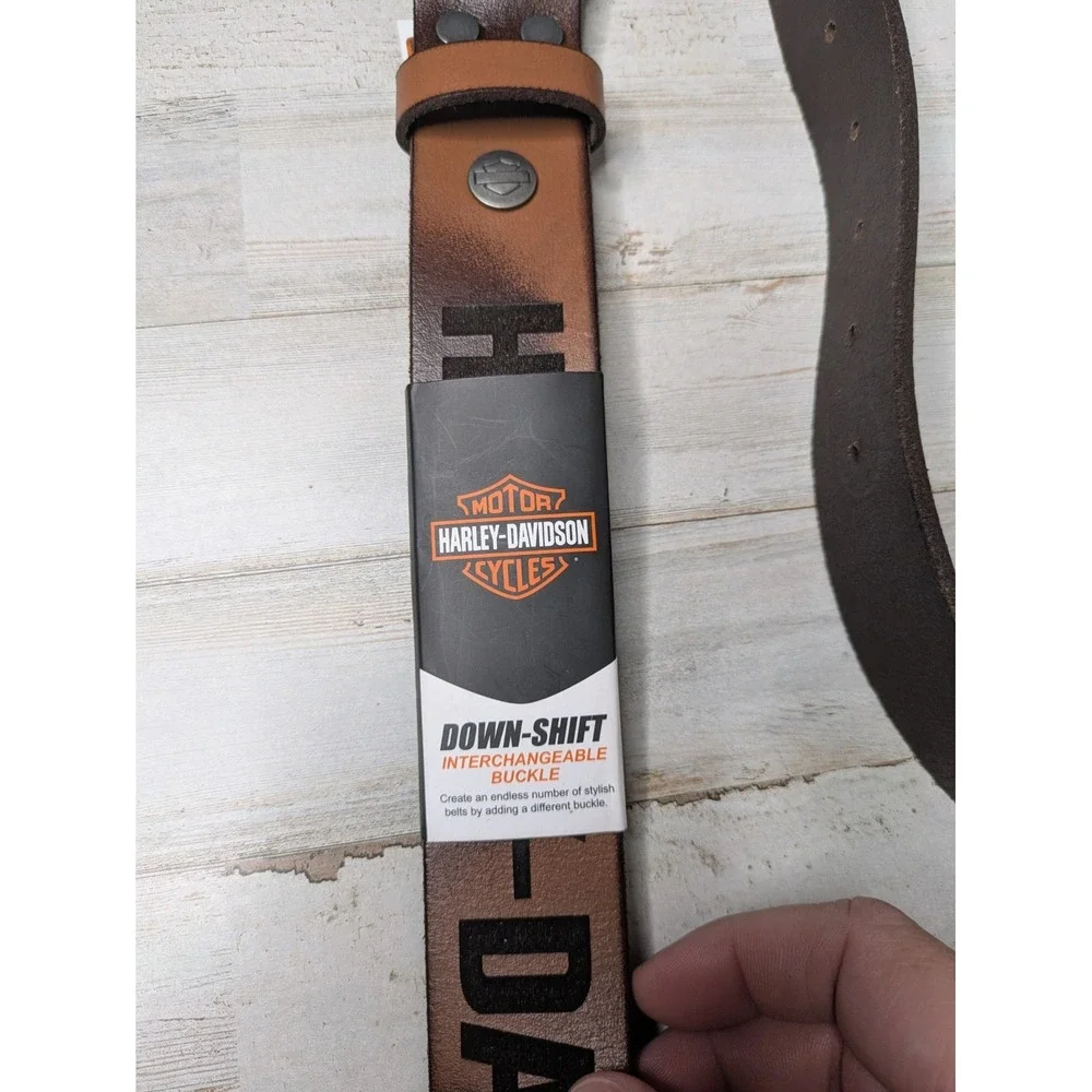Harley Davidson Down-Shift Interchangeable Buckle Brown Leather Size 42 New